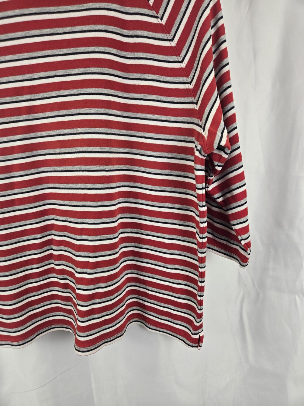 Karen Scott Sport Shirt Womens XL Red Striped 3/4 Raglan Sleeve Tee Top Casual - Picture 4 of 10